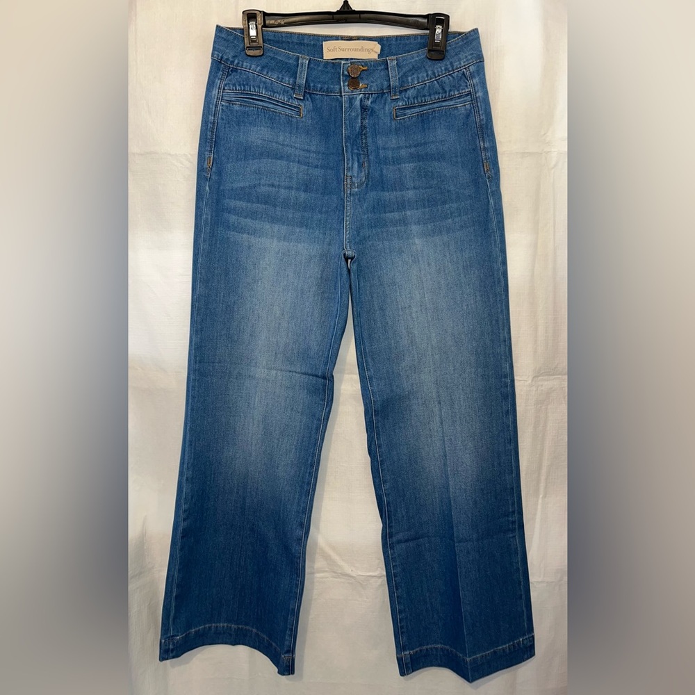 Soft Surroundings Blue Wide Leg Jeans - Picture 1 of 9